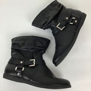 boots with silver buckles